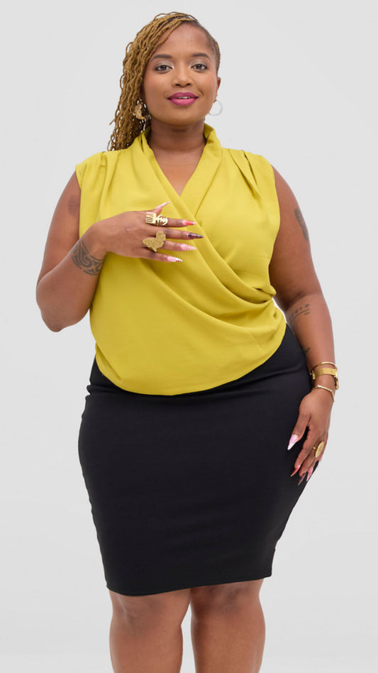 The Fashion Frenzy V-Neck Blouse Top - Yellow