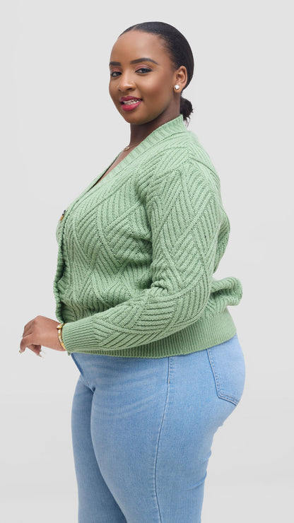 The Fashion Frenzy Button Cardigan Sweater - Green