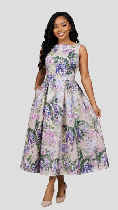 The Fashion Frenzy Floral Midi Dress - Cream