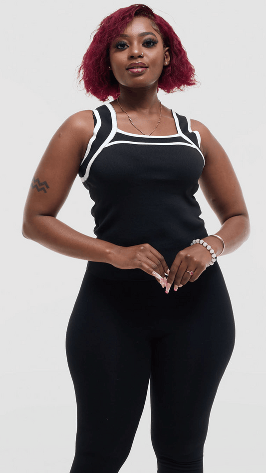 The Fashion Frenzy Bold Contrast Acrylic Tank Top - Black