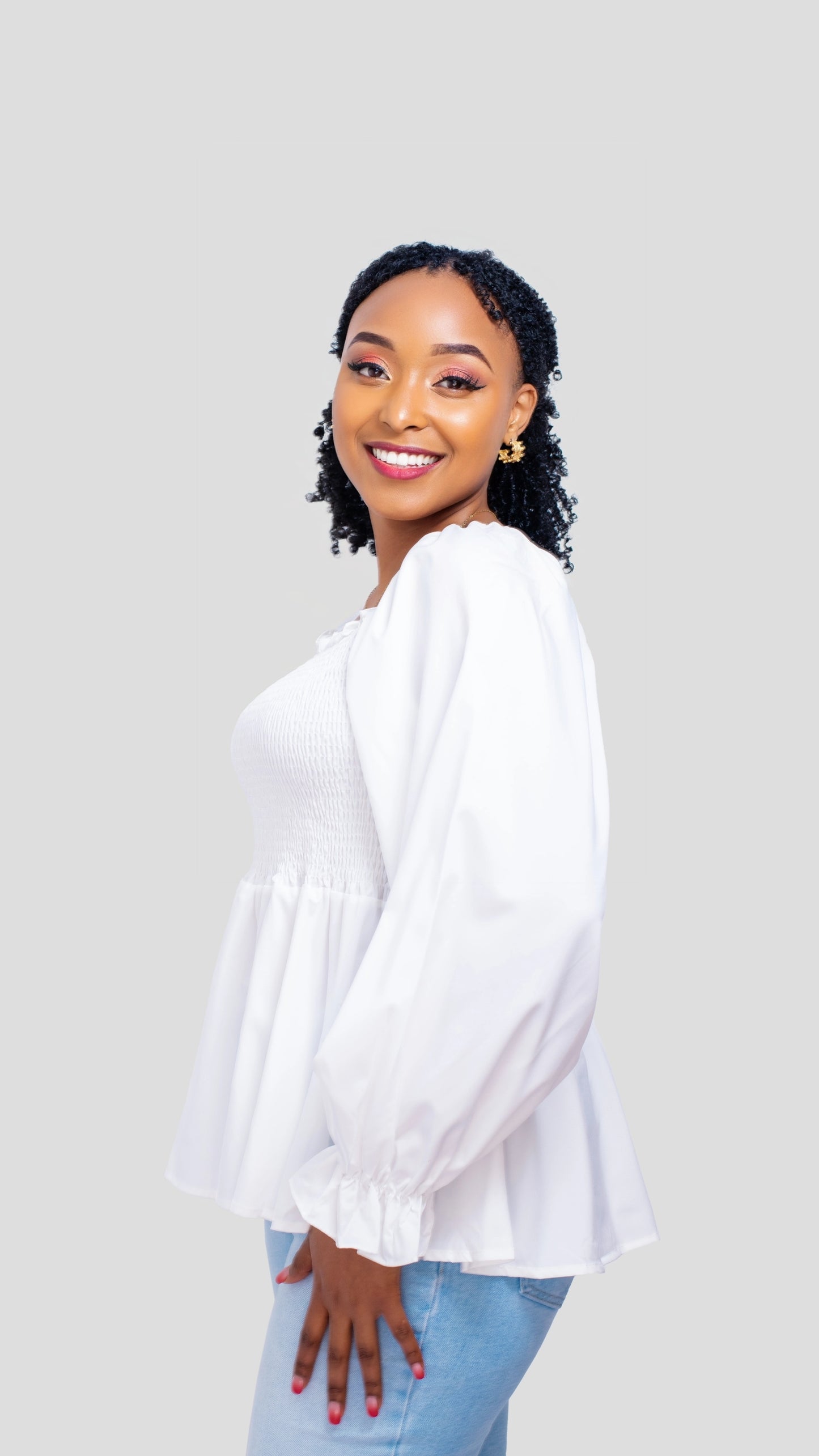 The Fashion Frenzy Smocked Peplum Top - White