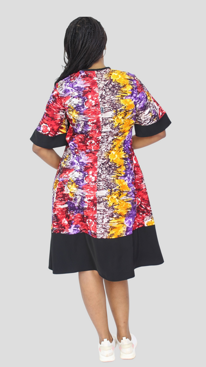 The Fashion Frenzy Curvy Plus Size Shani Shift Dress - Rainbow Print