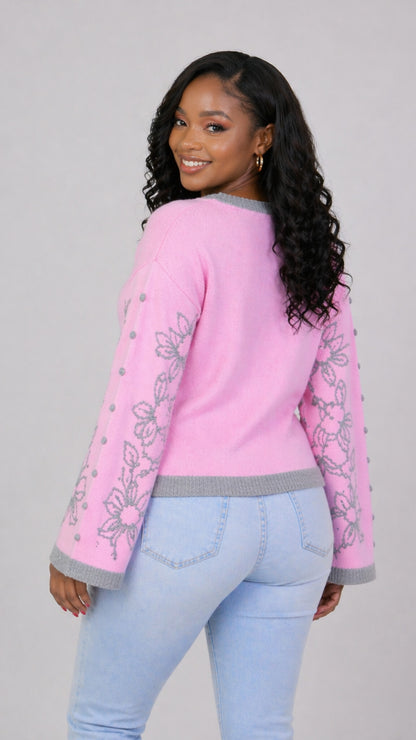 The Fashion Frenzy Flared Sleeves Pullover - Pink