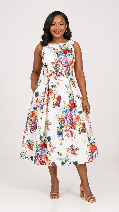 The Fashion Frenzy Aurelia Bloom Dress  - White