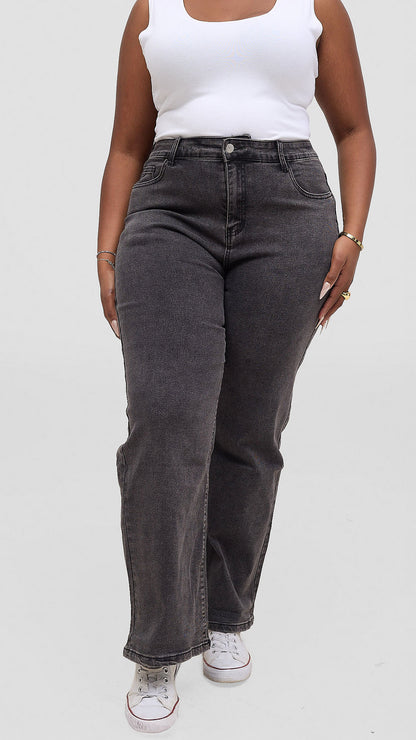 The Fashion Frenzy Raven Jet Black Wide Leg Jeans - Black