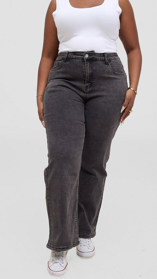 The Fashion Frenzy Raven Jet Black Wide Leg Jeans - Black