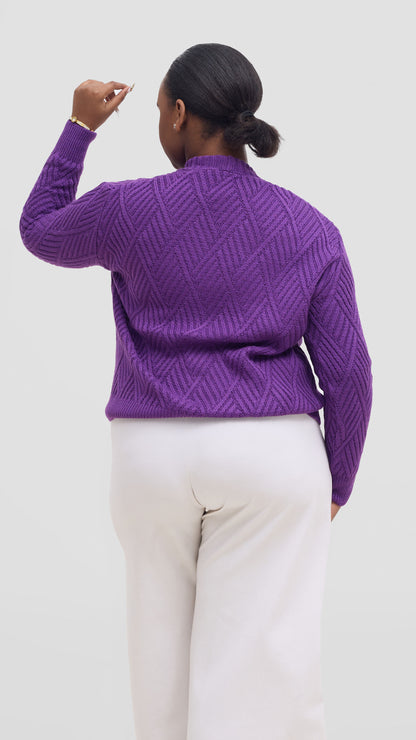 The Fashion Frenzy Button Cardigan Sweater - Dark Purple