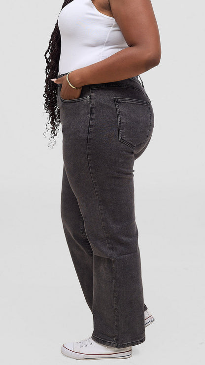 The Fashion Frenzy Raven Jet Black Wide Leg Jeans - Black