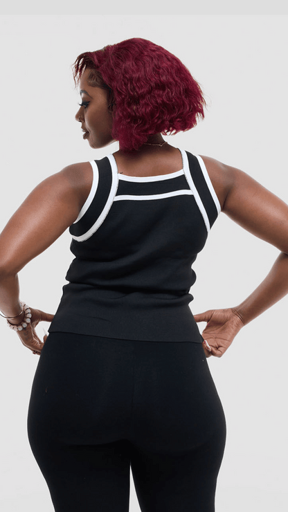 The Fashion Frenzy Bold Contrast Acrylic Tank Top - Black