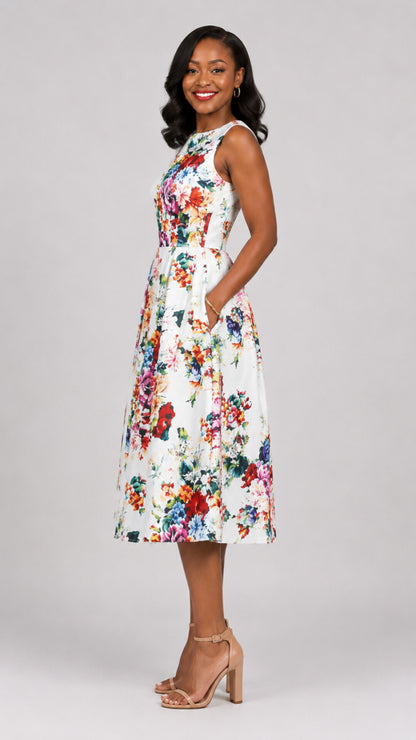 The Fashion Frenzy Aurelia Bloom Dress  - White