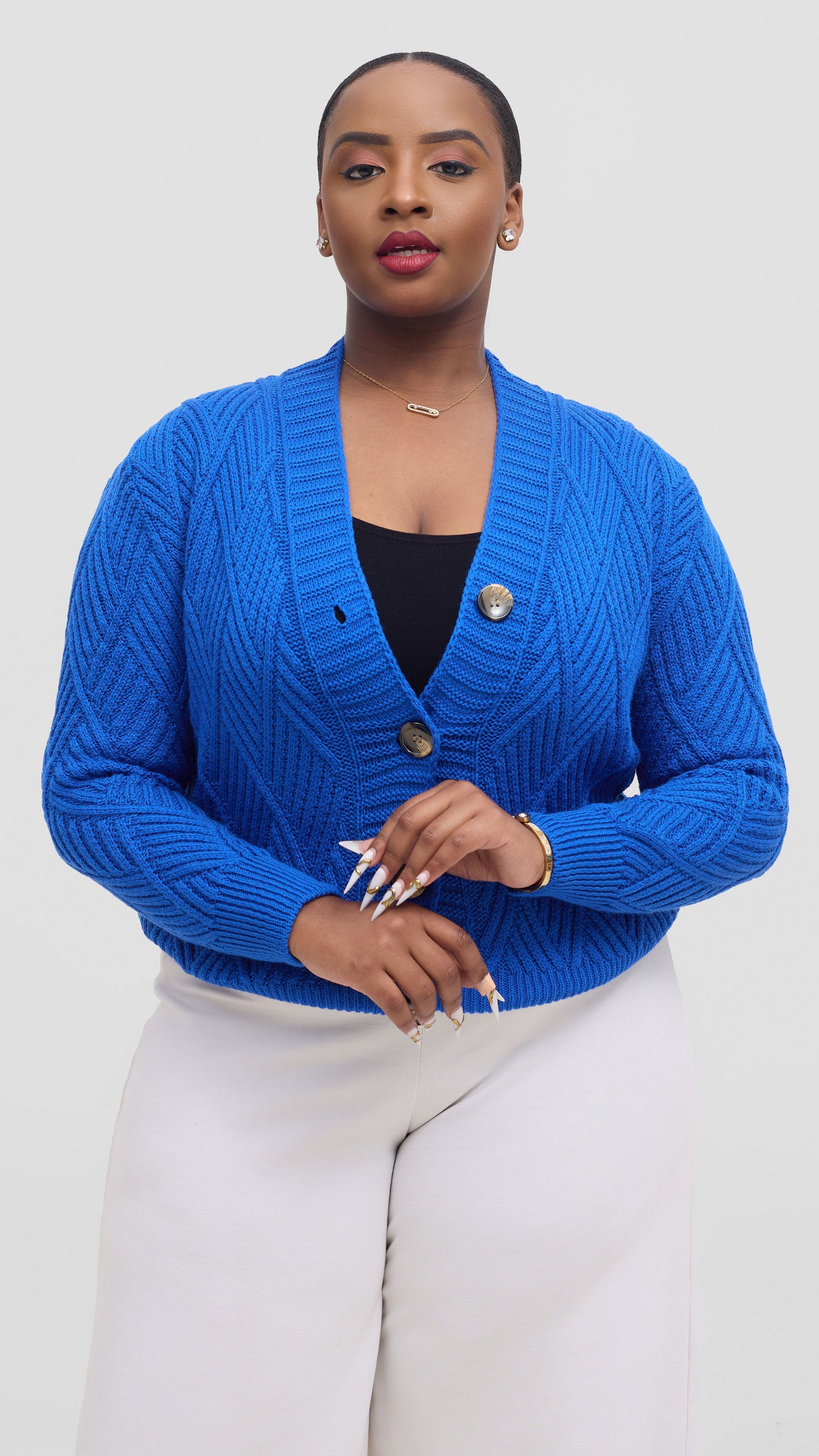 The Fashion Frenzy Button Cardigan Sweater - Blue