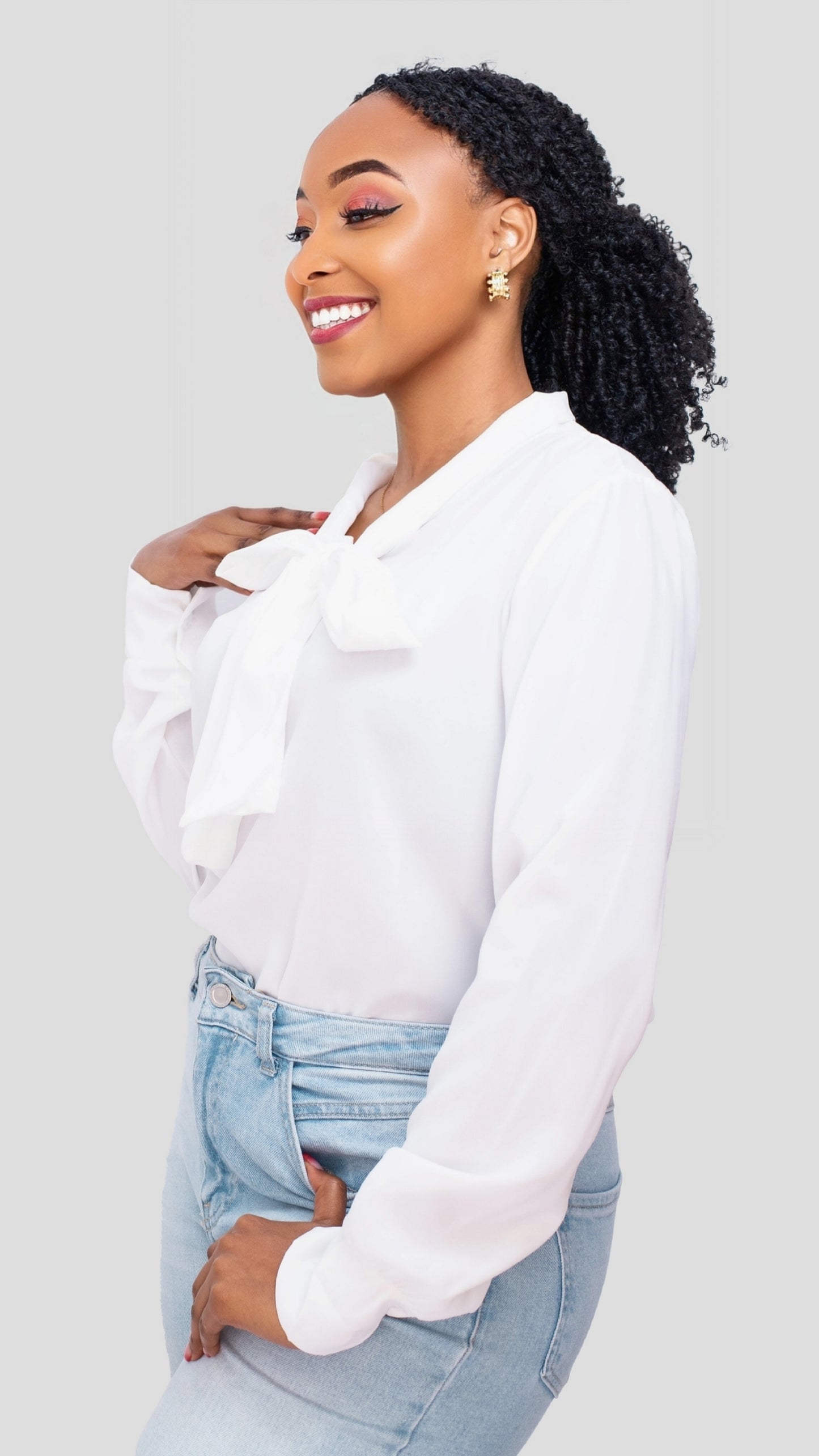 The Fashion Frenzy White Tie Blouse - White