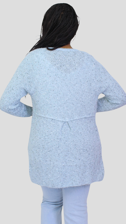 The Fashion Frenzy Waterfall Cardigan Cardigan - Light Blue