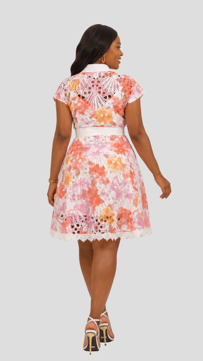 The Fashion Frenzy Lunara Lace Collar Dress- White