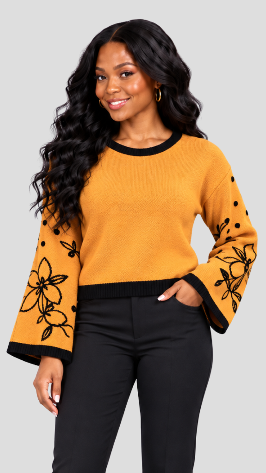 The Fashion Frenzy Flared Sleeves Pullover - Yellow