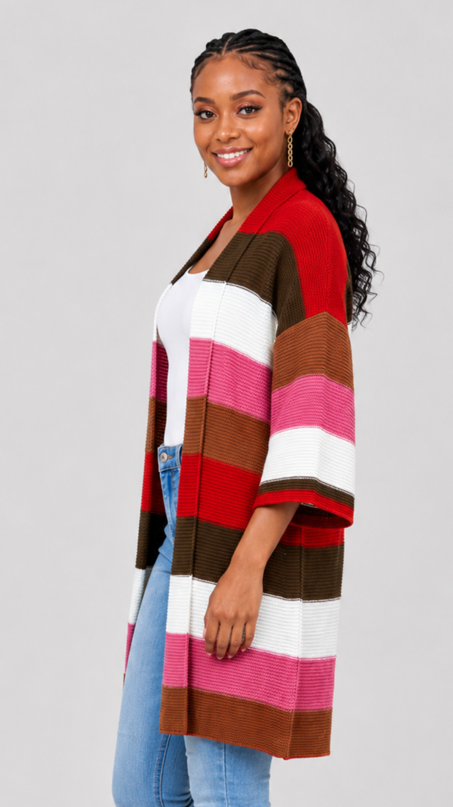 The Fashion Frenzy Waterfall Cardigan - Multicolored/Pink
