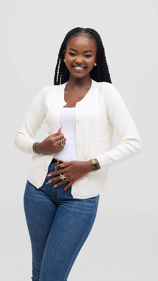 The Fashion Frenzy Pointelle Button-Through Knit Cardigan