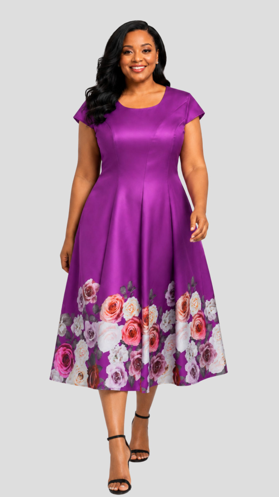 The Fashion Frenzy   Novella Rose Midi Dress - Purple