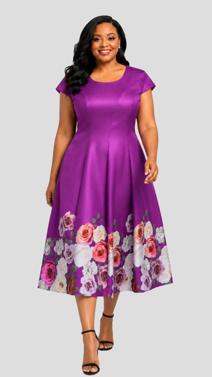 The Fashion Frenzy   Novella Rose Midi Dress - Purple