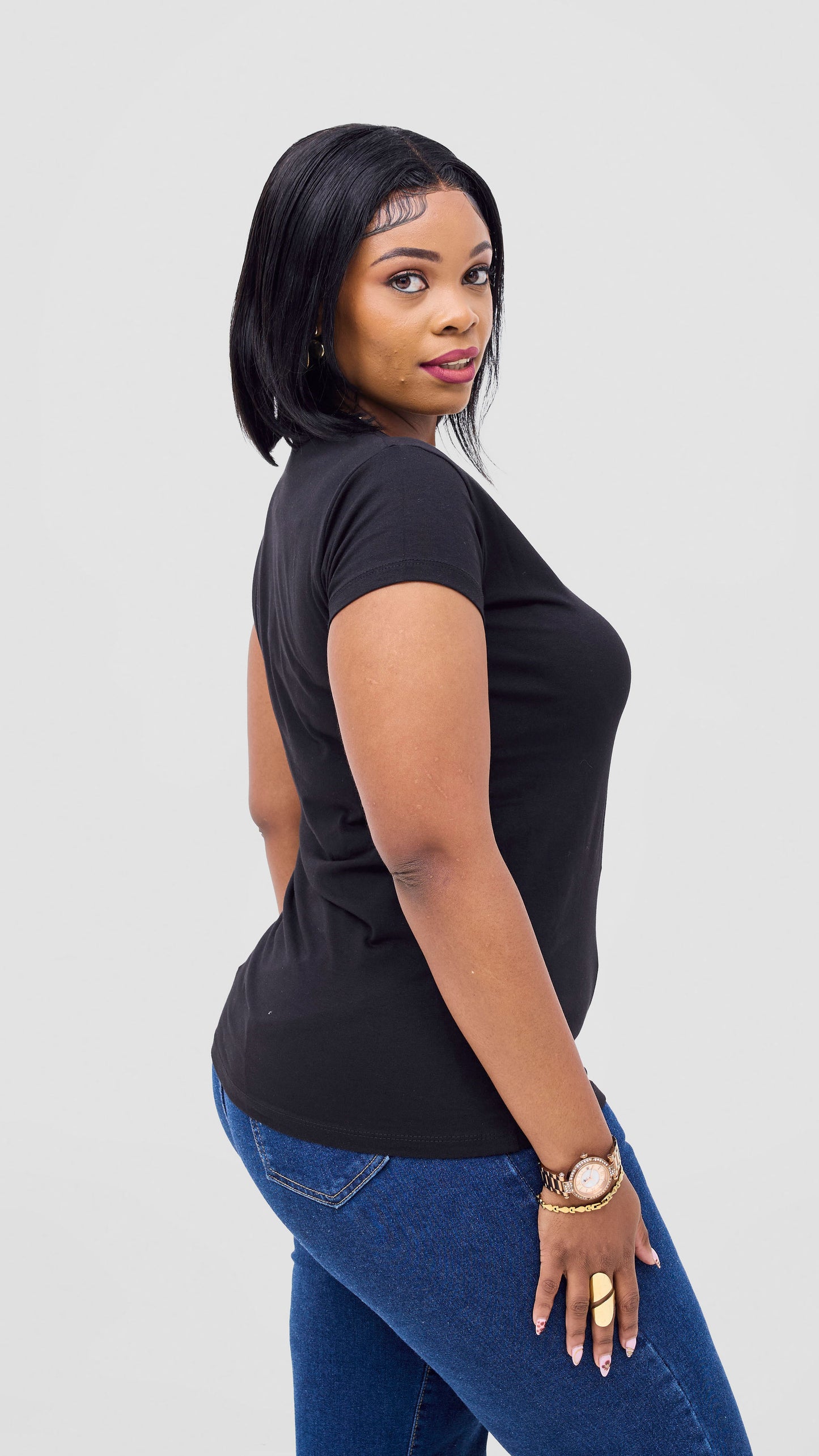 The Fashion Frenzy V-neck Short Sleeved Top - Black