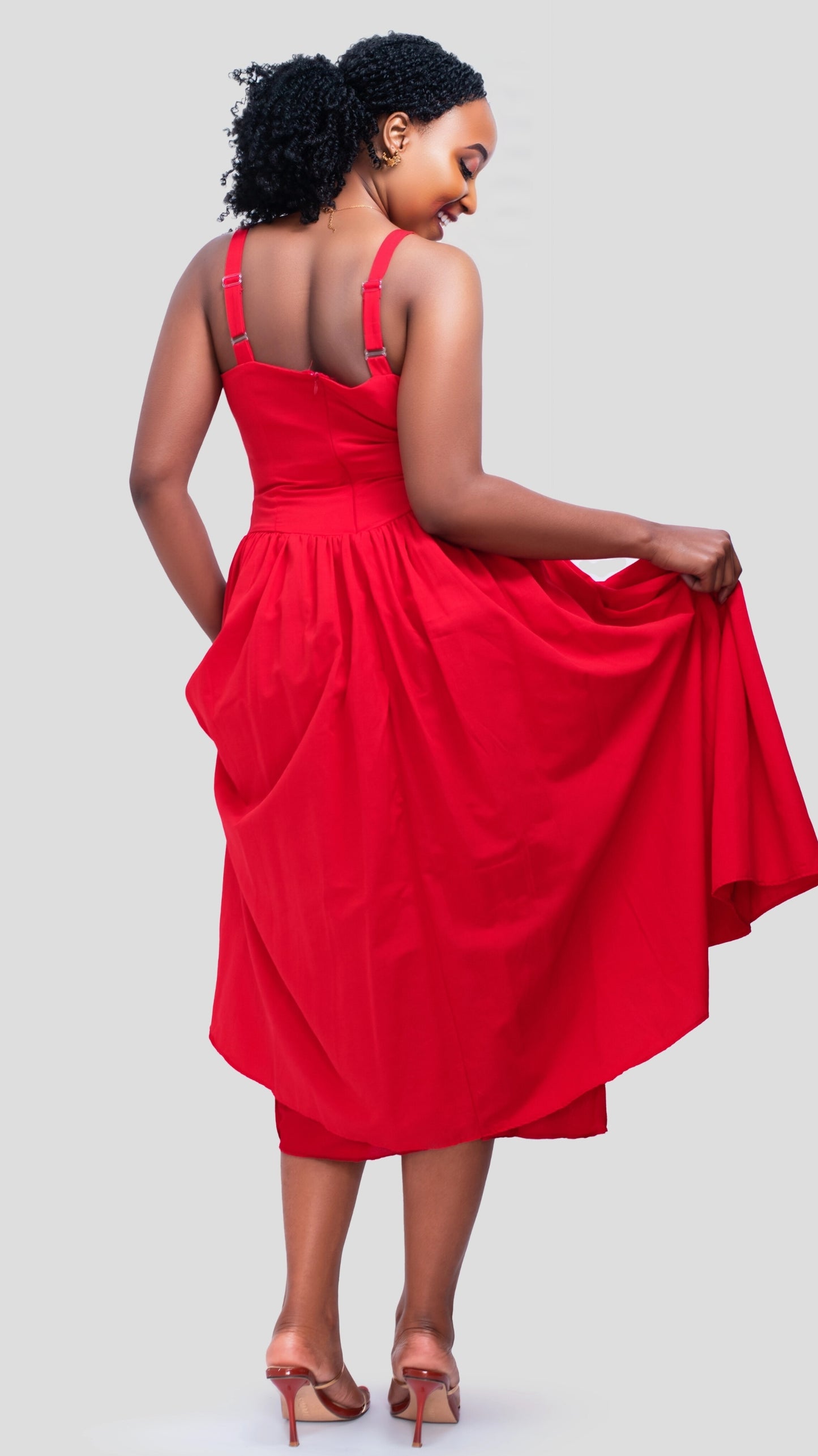 The Fashion Frenzy Scarlet Elegance Midi Skater  - Red