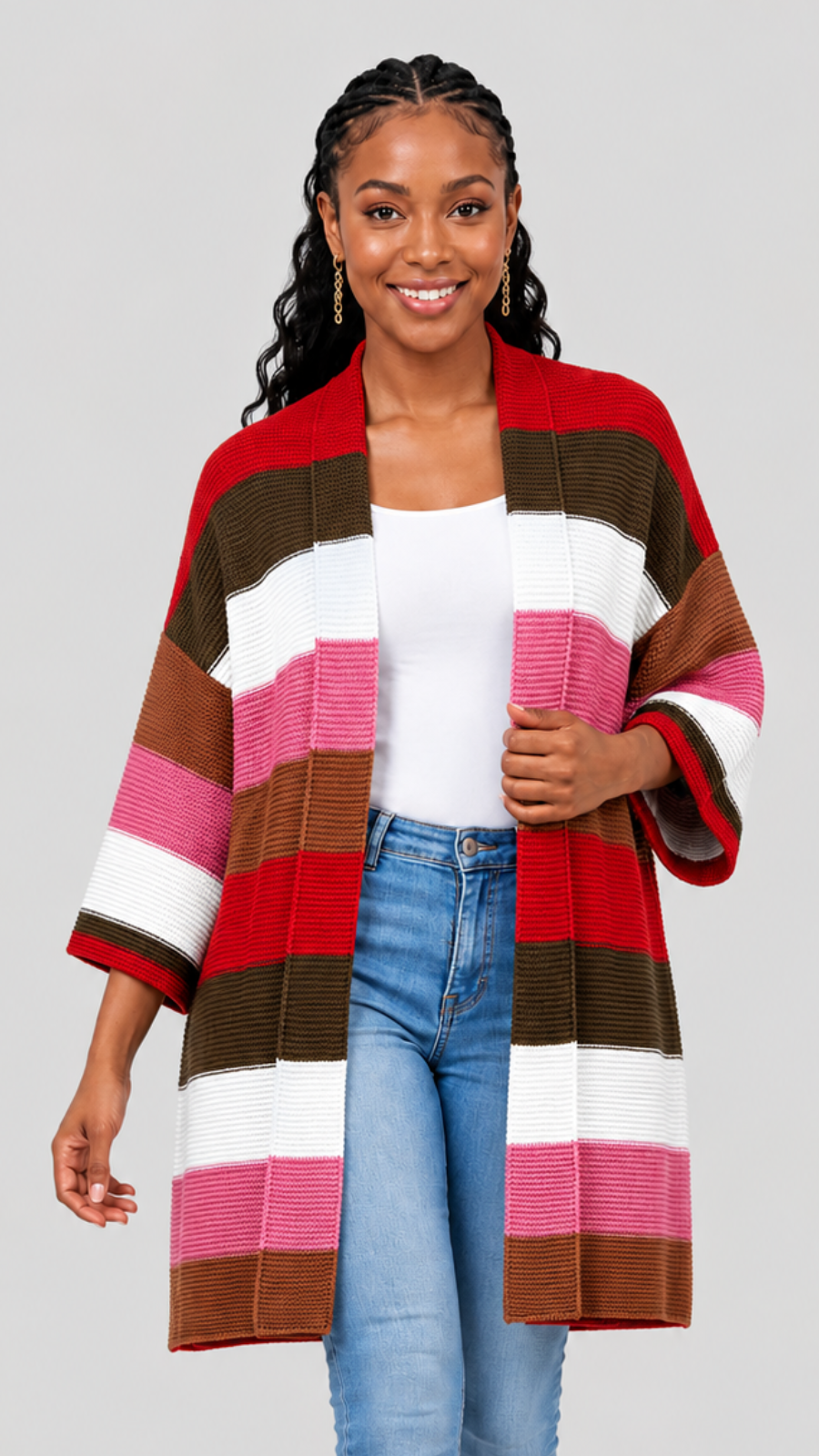 The Fashion Frenzy Waterfall Cardigan - Multicolored/Pink