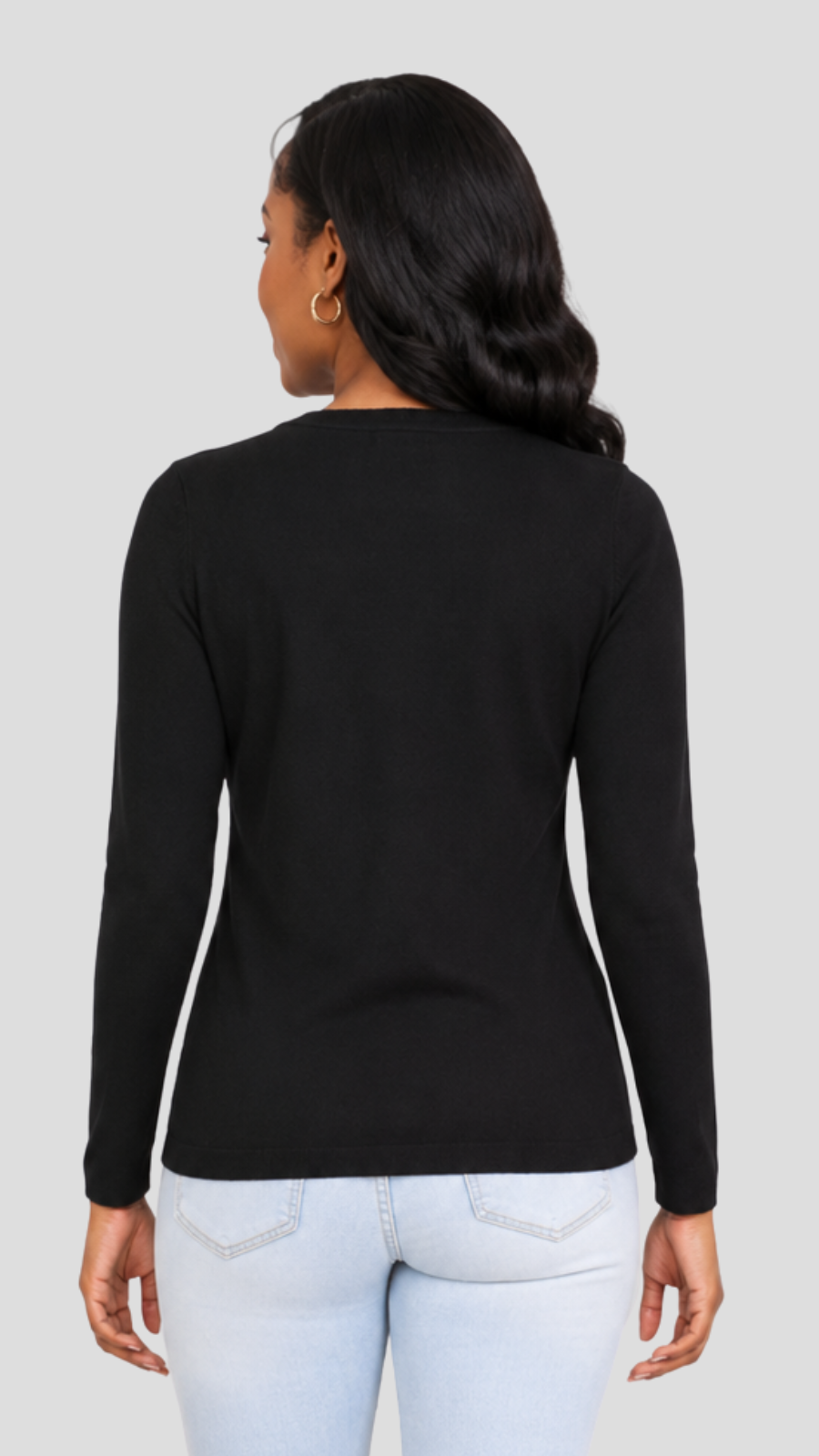 The Fashion Frenzy Pointelle Button-Through Knit Cardigan - Black