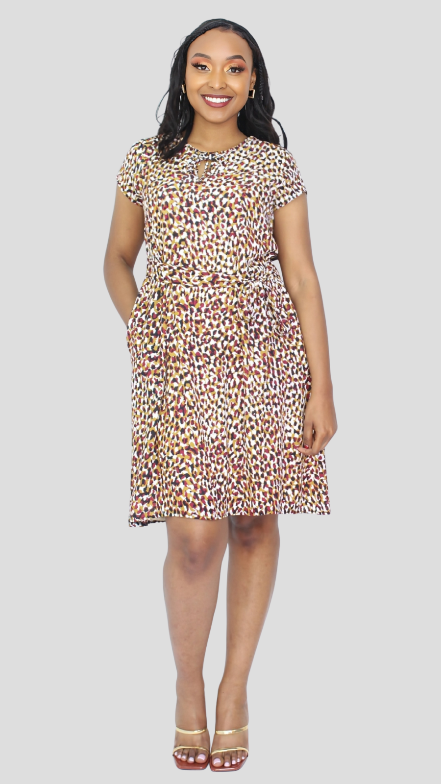 The Fashion Frenzy Leopard Print Shift Dress - Brown