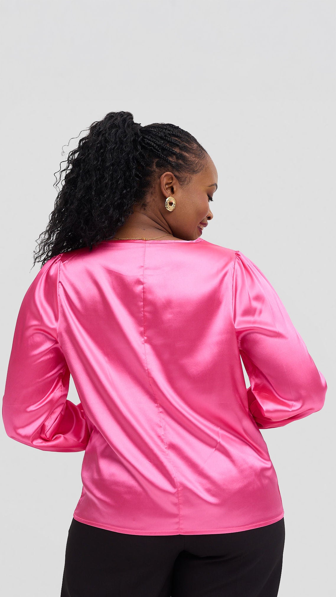 Scarlet Satin Blouse – Hot Pink
