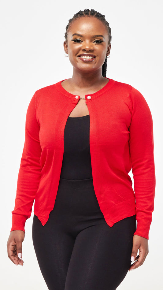 The Fashion Frenzy One Button Cardigan - Red
