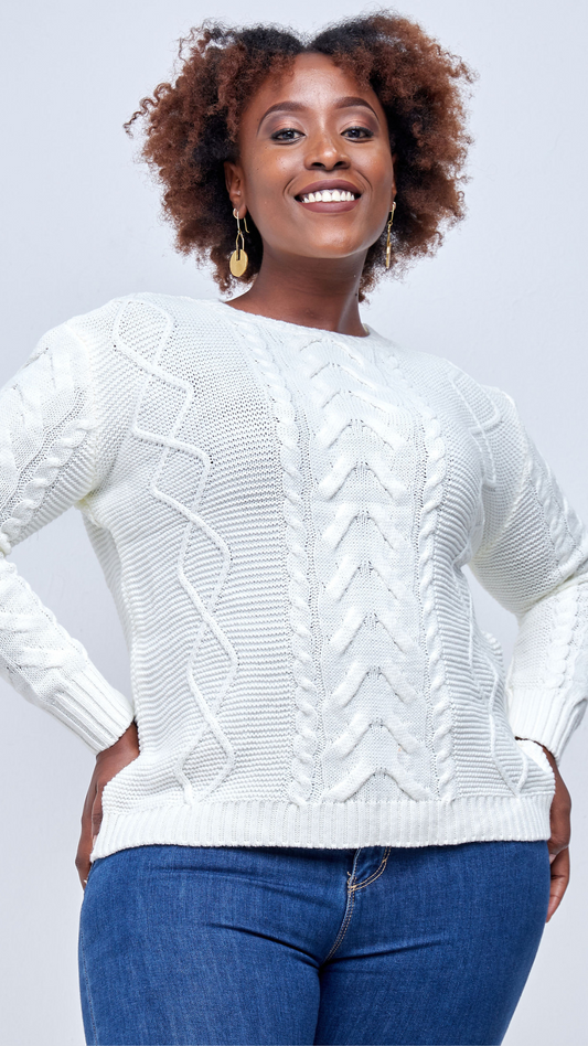 The Fashion Frenzy Round Neck Pullover - White