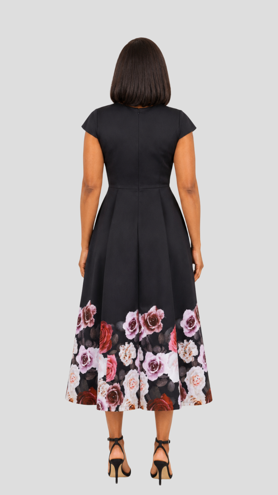 The Fashion Frenzy   Novella Rose Midi Dress - Black