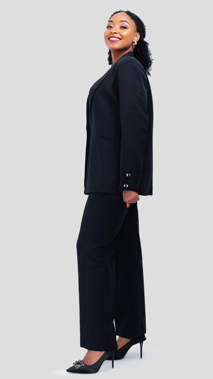 The Fashion Frenzy Wide Leg Pant  Suit - Black