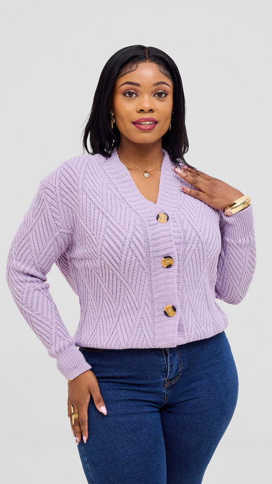 The Fashion Frenzy Button Cardigan Sweater - Lilac