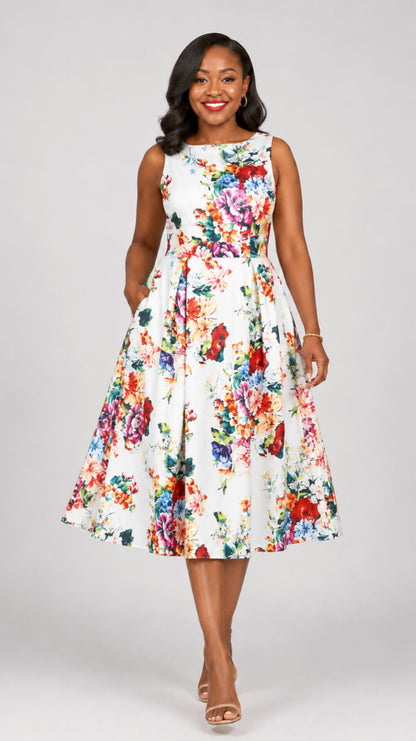 The Fashion Frenzy Aurelia Bloom Dress  - White