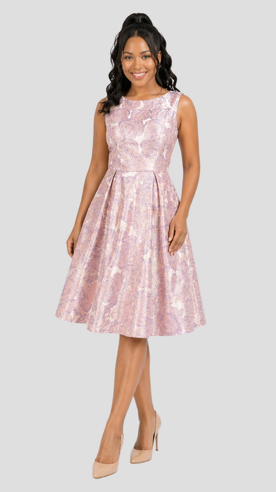 The Fashion Frenzy Elowen Rose Jacquard Midi Dress 🌸