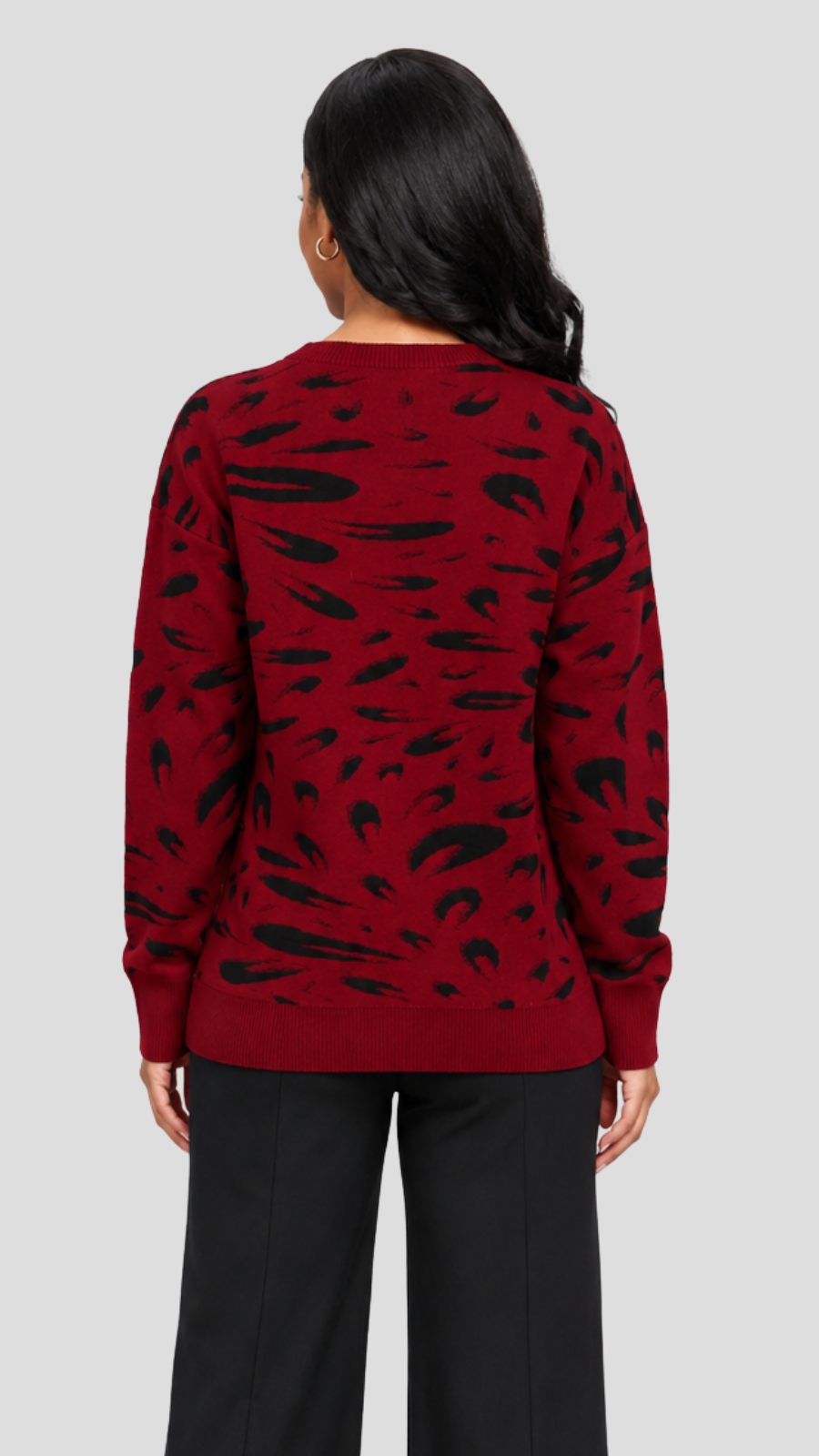 The Fashion Frenzy Printed Pullover Sweater - Red