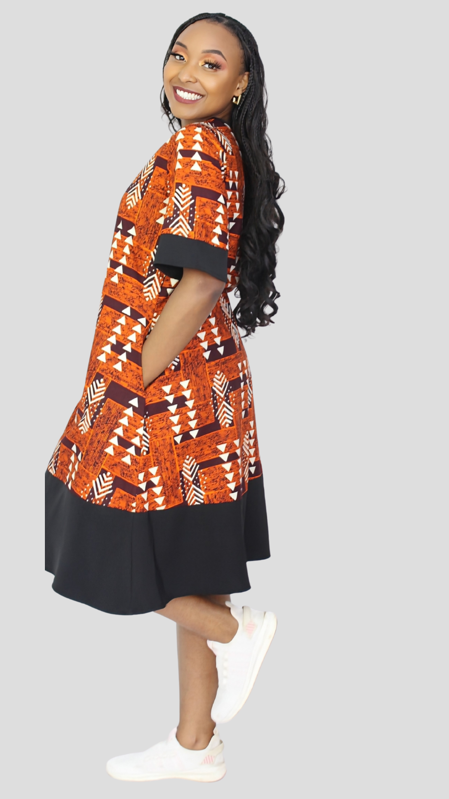 The Fashion Frenzy  Shani Shift Dress - Orange Print