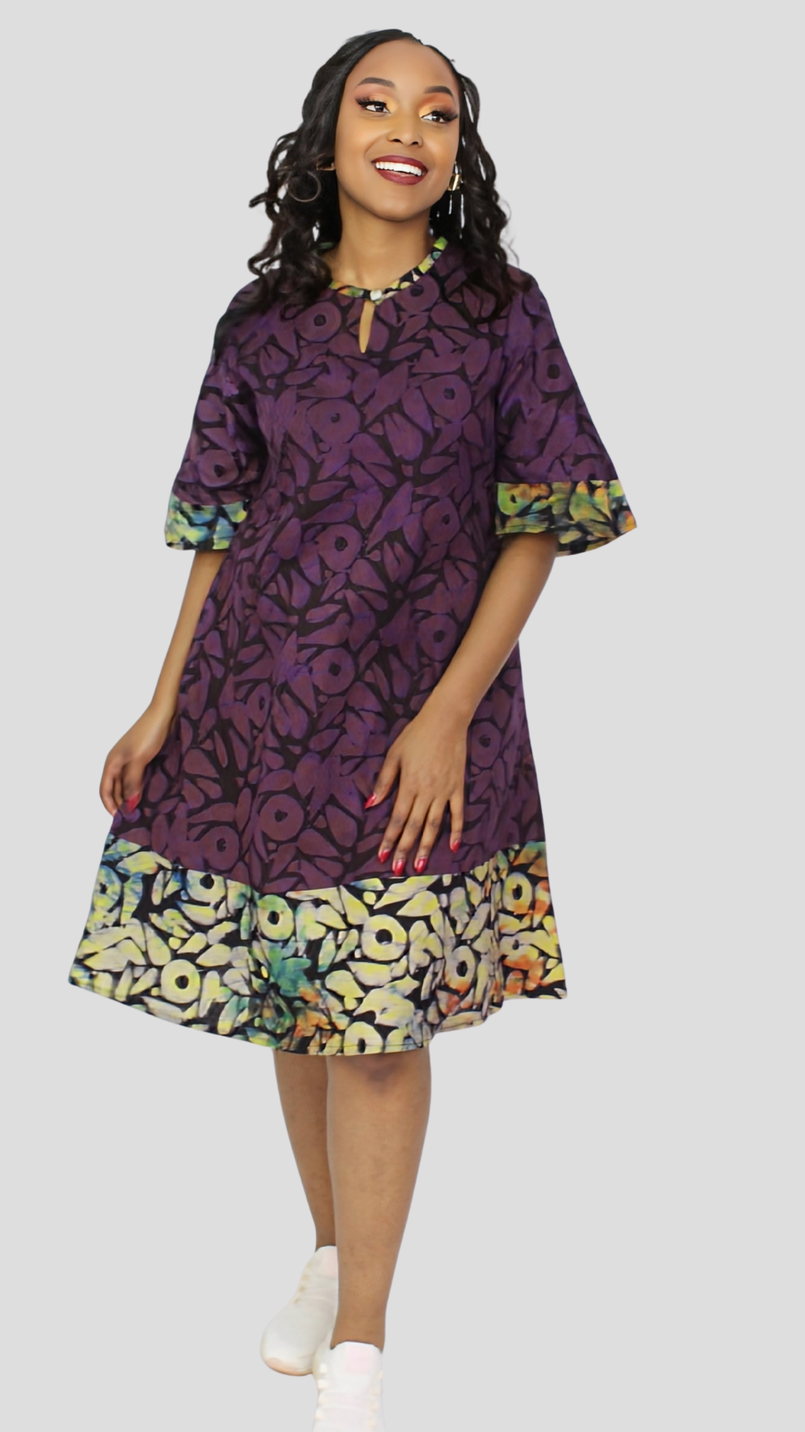 The Fashion Frenzy Abstract Print Shani Shift Dress- Purple