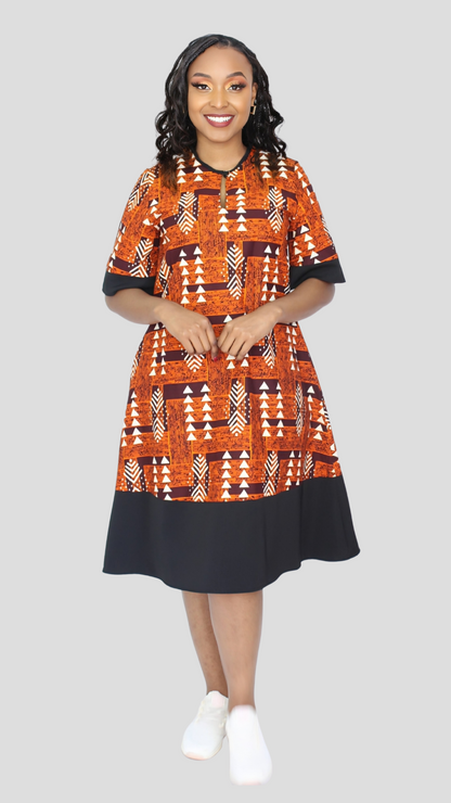The Fashion Frenzy  Shani Shift Dress - Orange Print