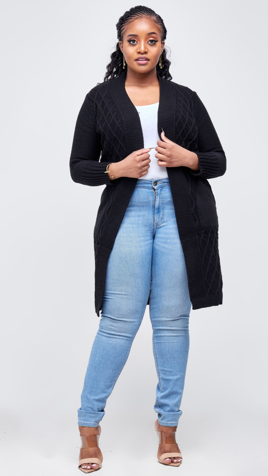 The Fashion Frenzy Waterfall Cardigan - Black