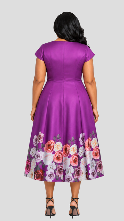 The Fashion Frenzy   Novella Rose Midi Dress - Purple