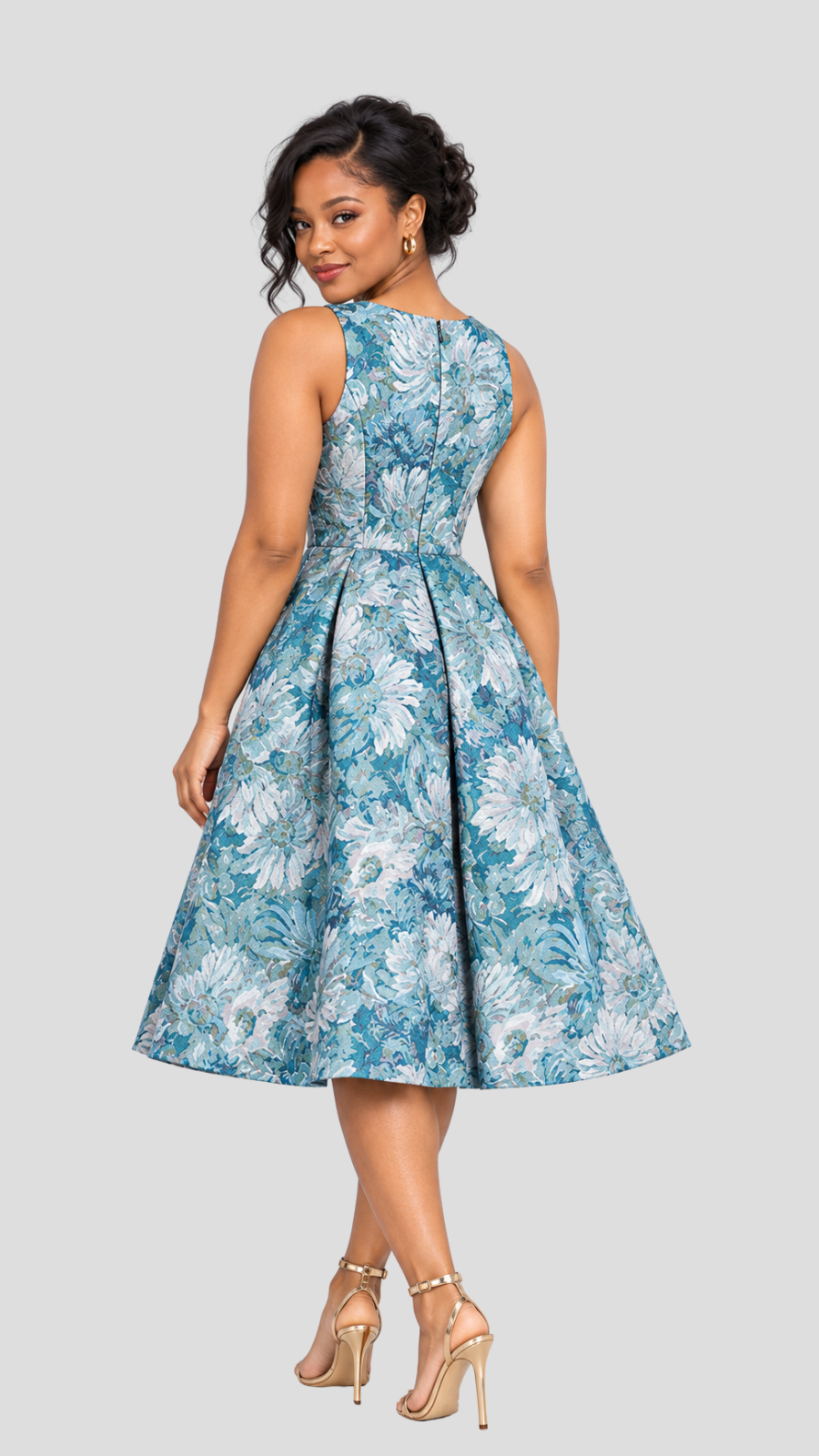 The Fashion Frenzy Florence Bloom Skater Dress - Blue