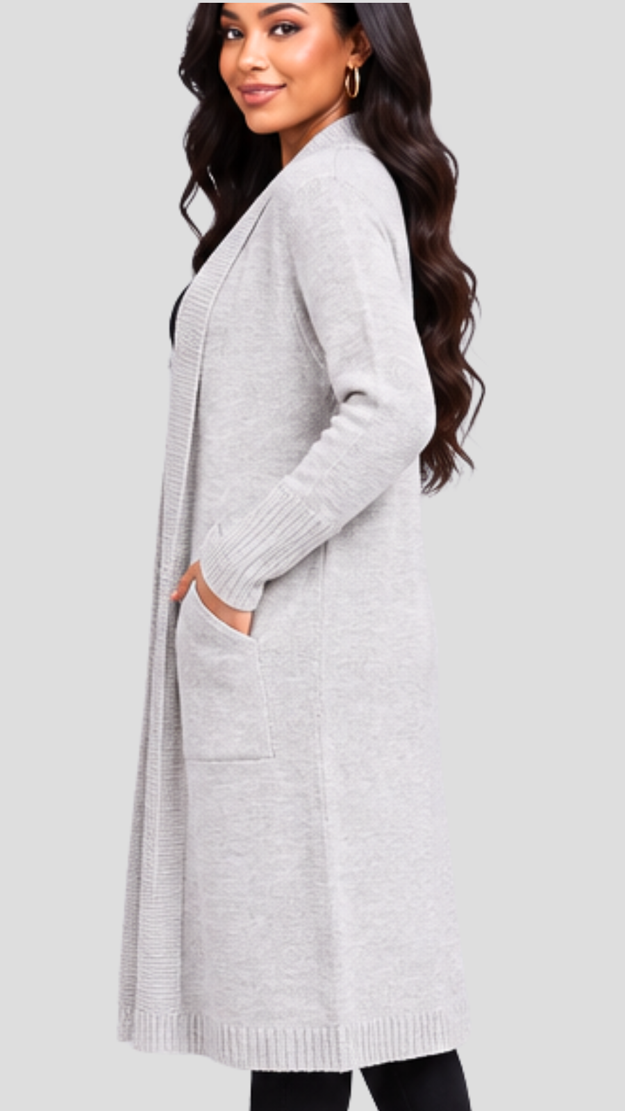 The Fashion Frenzy Lora Longline Waterfall  Cardigan - Cream