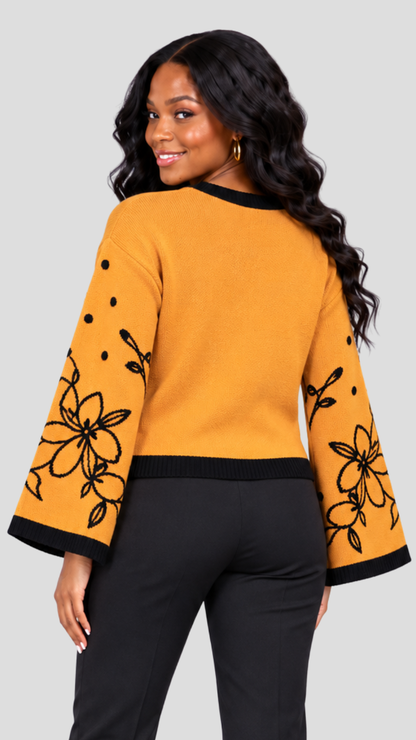 The Fashion Frenzy Flared Sleeves Pullover - Yellow
