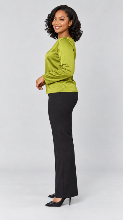Satin Long Sleeved Top - Green