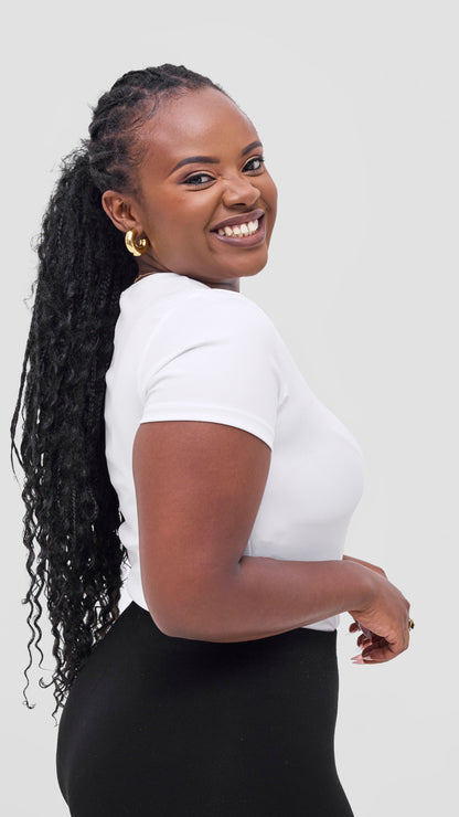 The Fashion Frenzy Crew Neck Bodysuit - White