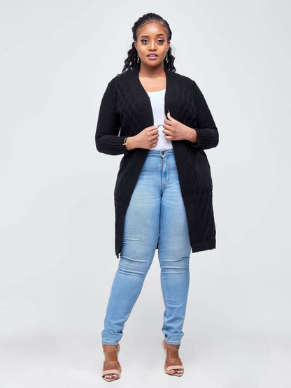 The Fashion Frenzy Waterfall Cardigan - Black