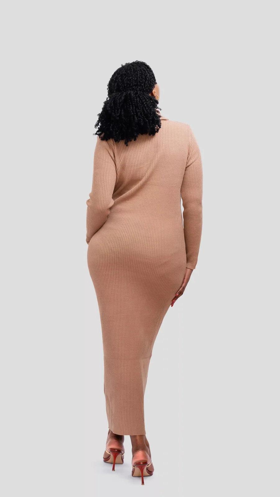 The Fashion Frenzy Acrylic Bodycon Dress – Khaki